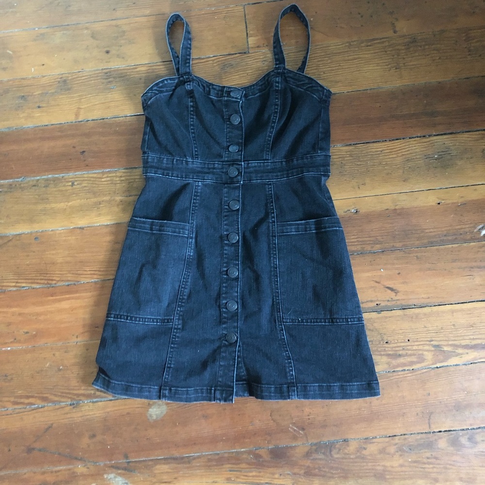 Black denim mini dress